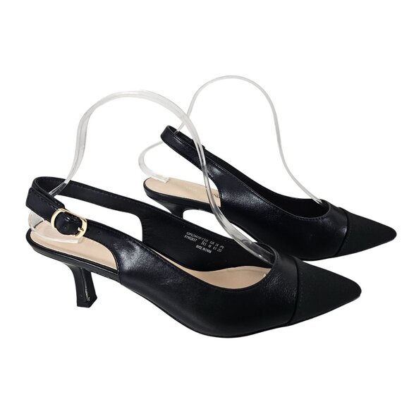 Dream Pairs Womens 8.5 Kitten Heel Slingback Pumps Black Pointed Toe Comfortable - Picture 6 of 14